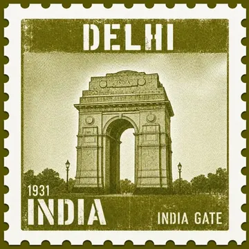 Alliance Developers works in Delhi — vintage postage-stamp illustration