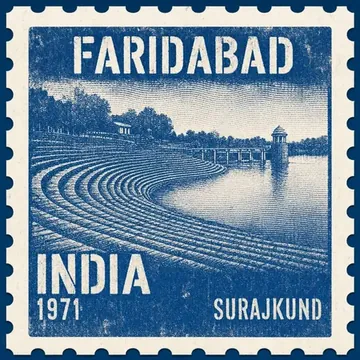 Alliance Developers works in Faridabad — vintage postage-stamp illustration