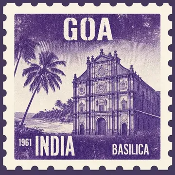 Alliance Developers works in Goa — vintage postage-stamp illustration