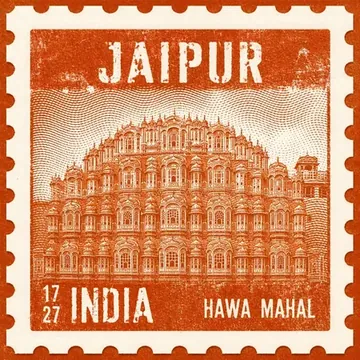 Alliance Developers works in Jaipur — vintage postage-stamp illustration