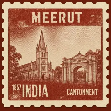 Alliance Developers works in Meerut — vintage postage-stamp illustration