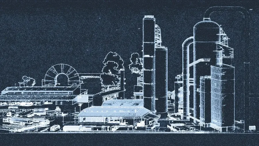 Blueprint elevation of industrial plants and warehousing in the Ecotech sectors, Greater Noida